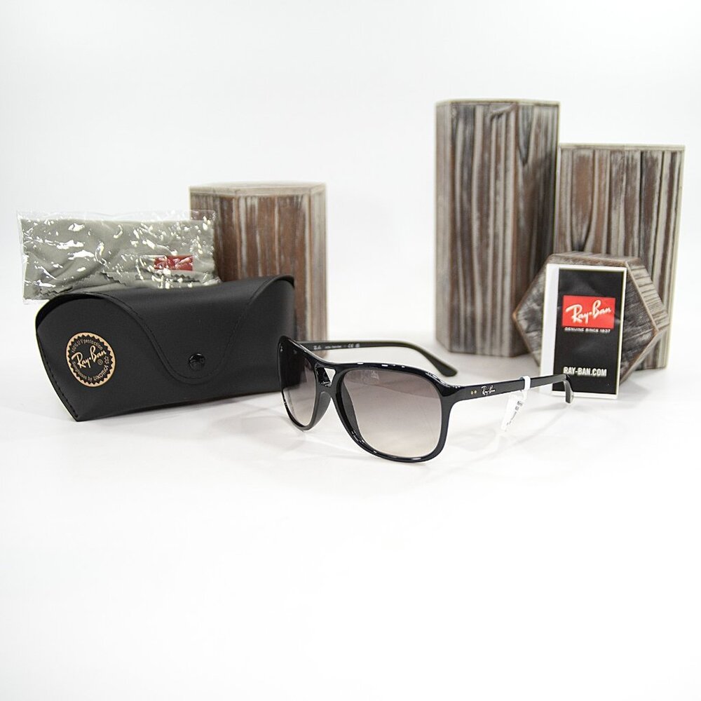 Ray Ban RB412860 Black Acrylic Metal Logo Pilot Sunglasses NWT Case